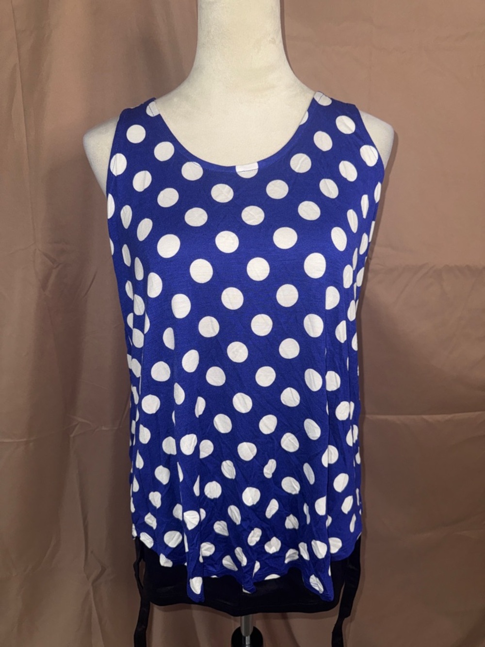 Zenana Outfitters Royal Blue and White Polka Dot Tank Top